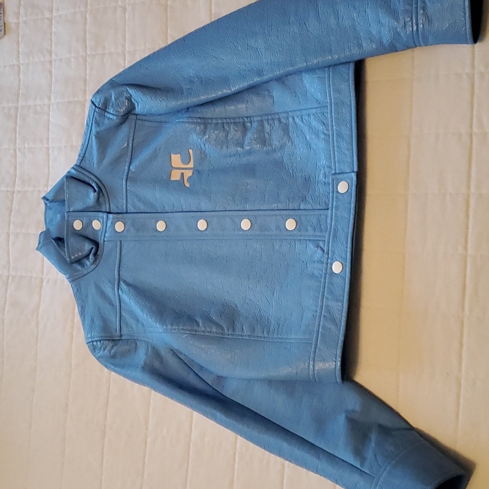Courregès Vintage Vinyl Cropped Jacket Baby Blue